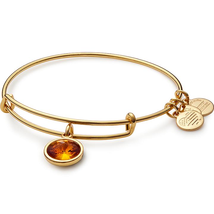 Alex And Ani November Birth Month Charm Bangle With Swarovski® Crystal, Shiny Gold Finish