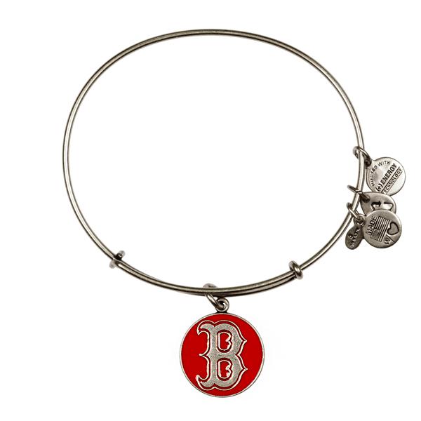 Alex And Ani Red Boston Red Sox  Cap Logo Charm Bangle, Rafaelian Silver Finish