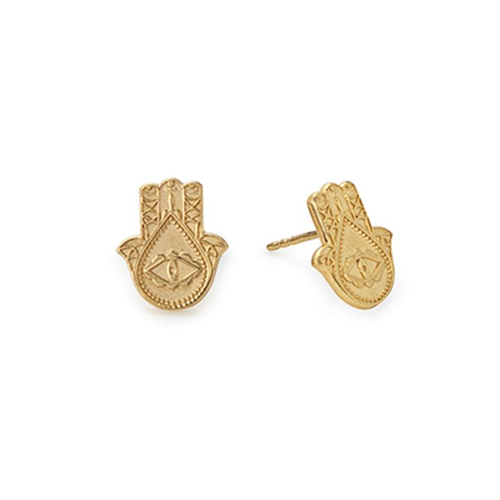 Alex And Ani Hand Of Fatima Post Earrings, 14kt Gold Plated Sterling Silver