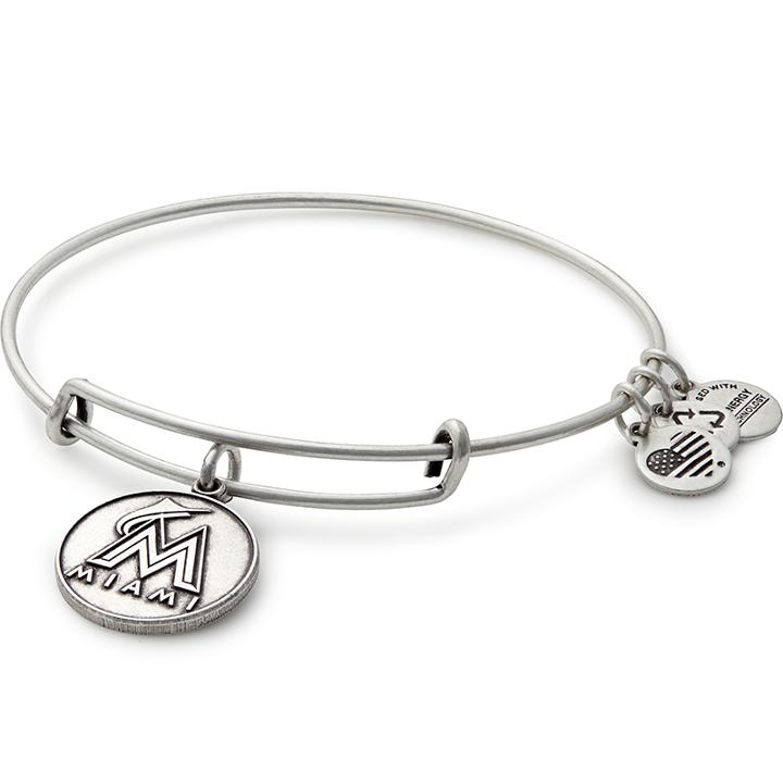 Alex And Ani Miami Marlins™ Cap Logo Charm Bangle, Rafaelian Silver Finish
