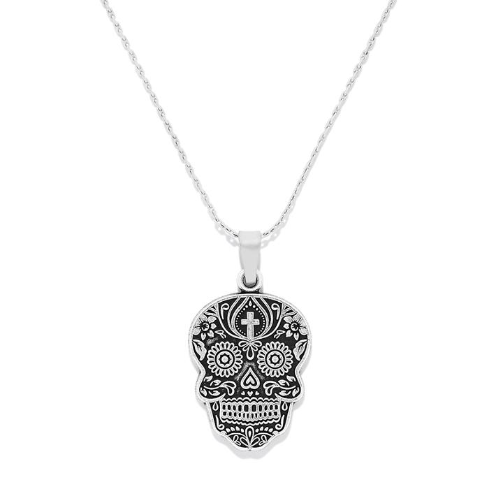 Alex And Ani Calavera Expandable Necklace, Rafaelian Silver Finish