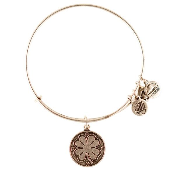 Alex And Ani Four Leaf Clover Charm Bangle, Rafaelian Silver Finish