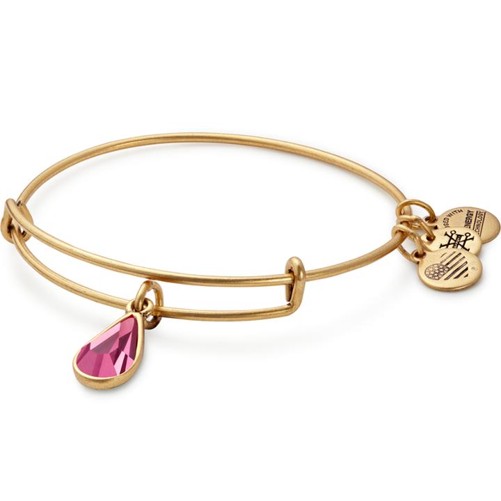 Alex And Ani October Birth Month Charm Bangle With Swarovski® Crystal, Rafaelian Gold Finish
