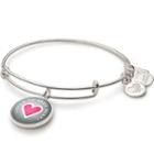 Alex And Ani Listen To Your Heart Charm Bangle Life Is Good Kids Foundation, Shiny Silver Finish