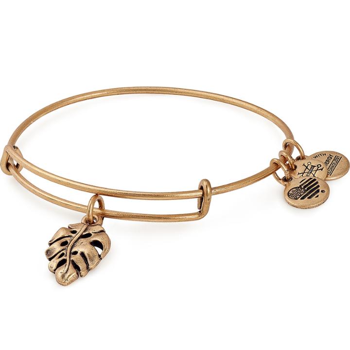 Alex And Ani Palm Leaf Charm Bangle, Rafaelian Gold Finish
