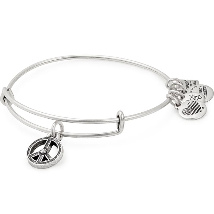 Alex And Ani World Peace Charm Bangle Unicef, Rafaelian Silver Finish