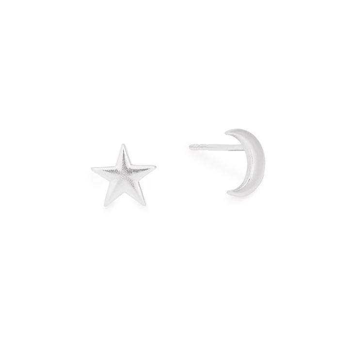 Alex And Ani Moon And Star Post Earrings, Sterling Silver