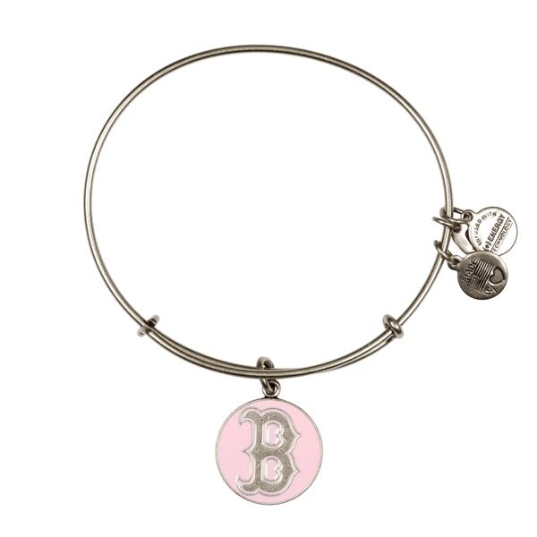 Alex And Ani Pink Boston Red Sox  Cap Logo Charm Bangle, Rafaelian Silver Finish