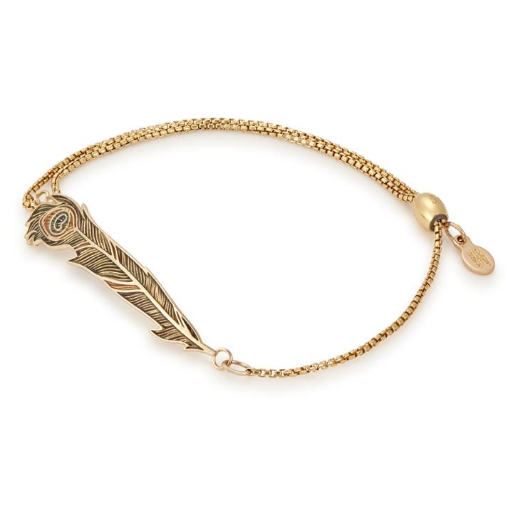 Alex And Ani Peacock Pull Chain Bracelet, Sterling Silver