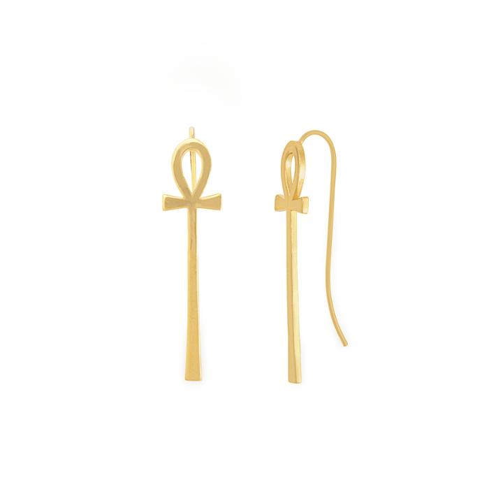 Alex And Ani Ankh Earrings, 14kt Gold Plated