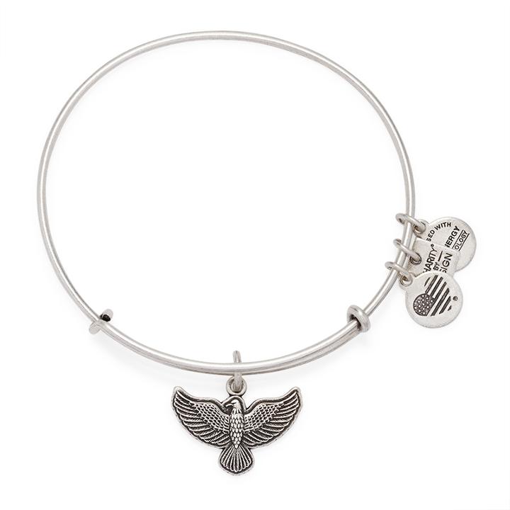 Alex And Ani Spirit Of The Eagle Charm Bangle | Team Red, White, And Blue, Rafaelian Silver Finish
