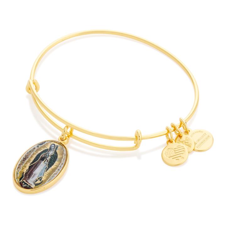 Alex And Ani Mary Of Guadalupe Charm Bangle, Shiny Gold Finish