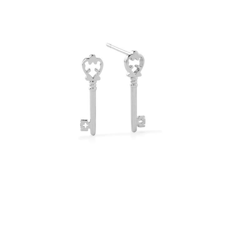 Alex And Ani Skeleton Key Post Earrings, Sterling Silver