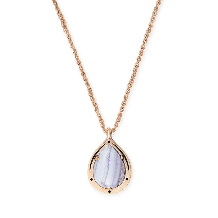 Alex And Ani Blue Lace Agate Adjustable Necklace, 14kt Rose Gold Plated