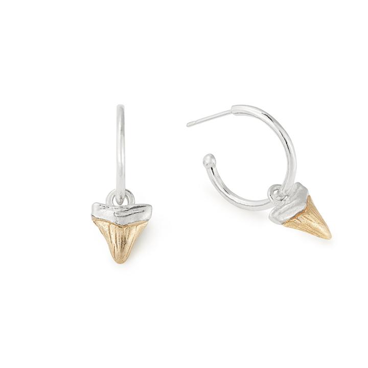 Alex And Ani Shark Tooth Two Tone Earrings, Sterling Silver