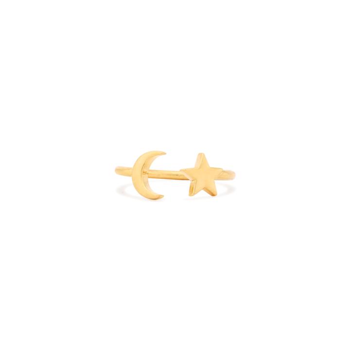 Alex And Ani Moon And Star Ring Wrap, 14kt Gold Plated