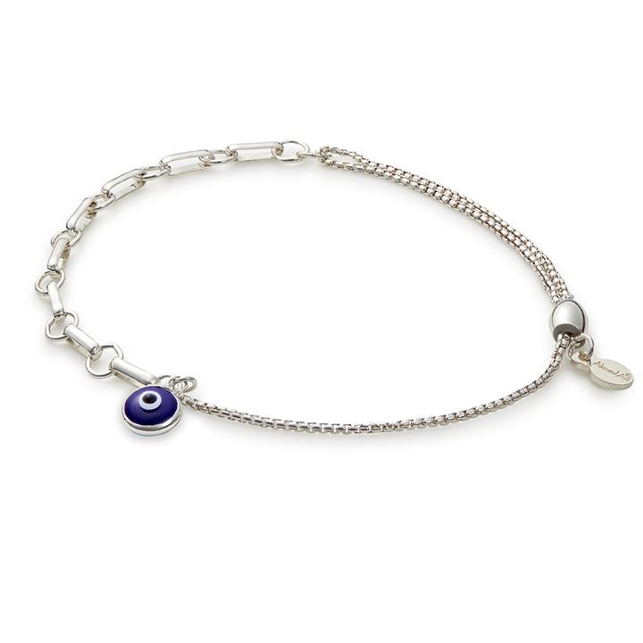 Alex And Ani Evil Eye Bar Ring Pull Chain Bracelet, Sterling Silver