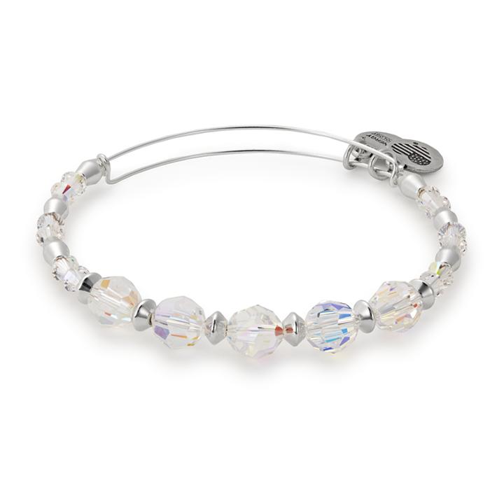 Alex And Ani Frost Beaded Bangle With Swarovski® Crystals, Shiny Silver Finish