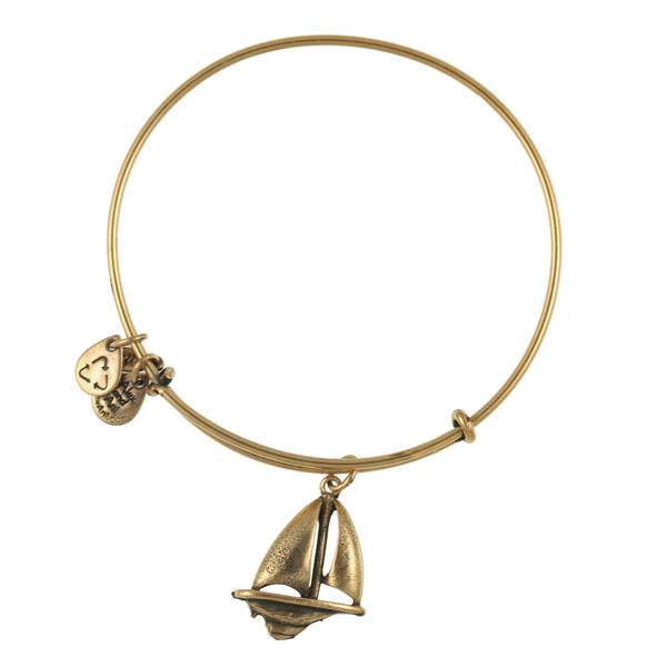 Alex And Ani Sailboat Charm Bangle, Rafaelian Gold Finish