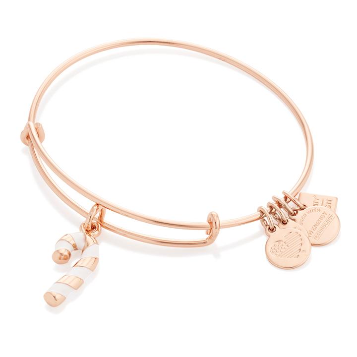 Alex And Ani Candy Cane Charm Bangle | Give Kids The World Village, Shiny Rose Gold Finish