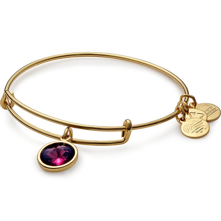 Alex And Ani February Birth Month Charm Bangle With Swarovski  Crystal, Shiny Gold Finish