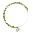Alex And Ani Moss Rock Candy Beaded Bangle, Shiny Silver Finish