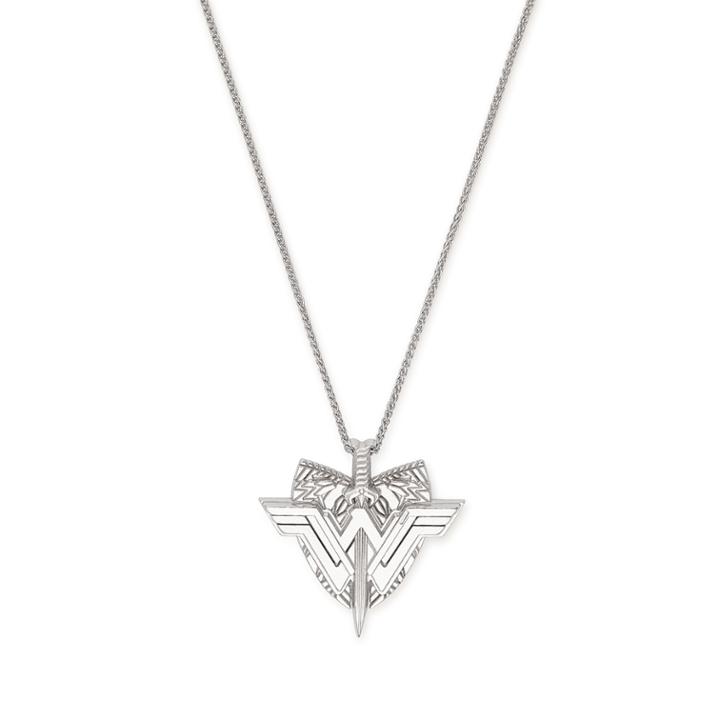 Alex And Ani Wonder Woman Shield Adjustable Necklace, Rafaelian Silver Finish