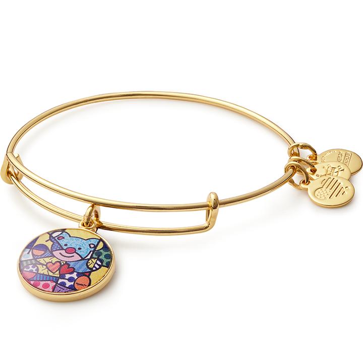 Alex And Ani Friendship Bear Art Infusion Charm Bangle | Romero Britto, Shiny Gold Finish