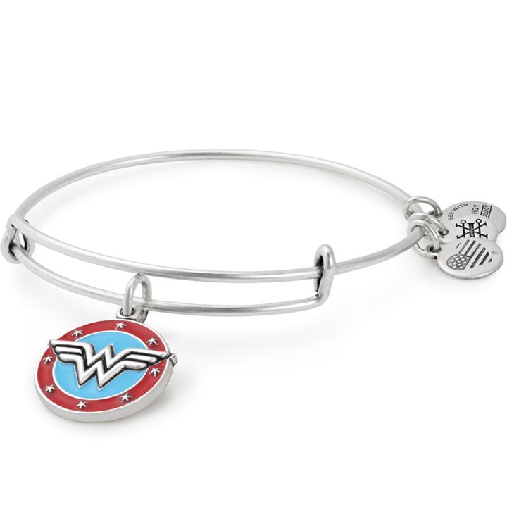 Alex And Ani Wonder Woman Logo Charm Bangle, Rafaelian Silver Finish