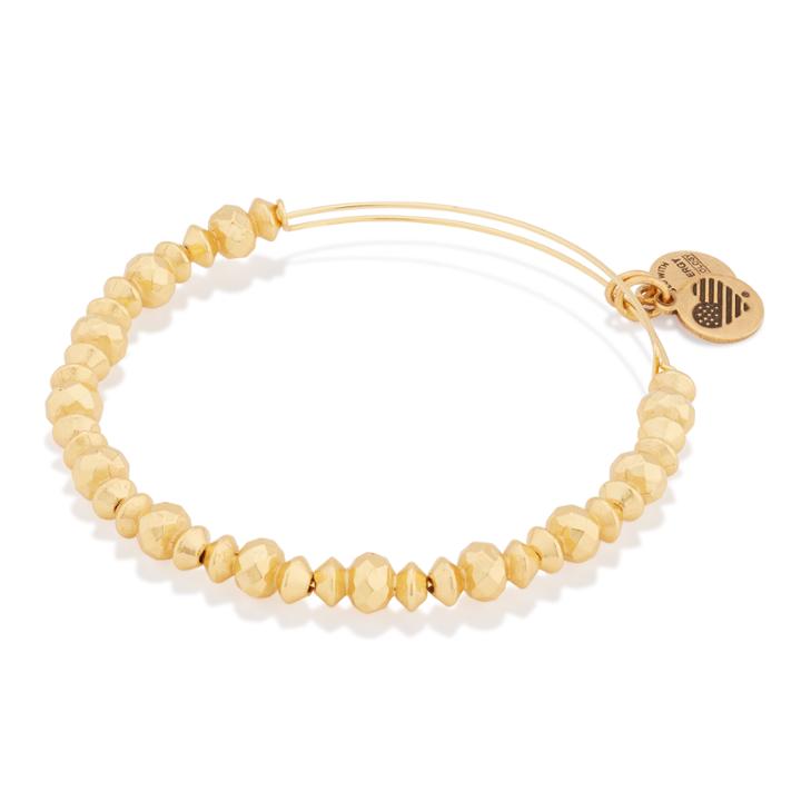 Alex And Ani Canyon Beaded Bangle, Shiny Gold Finish