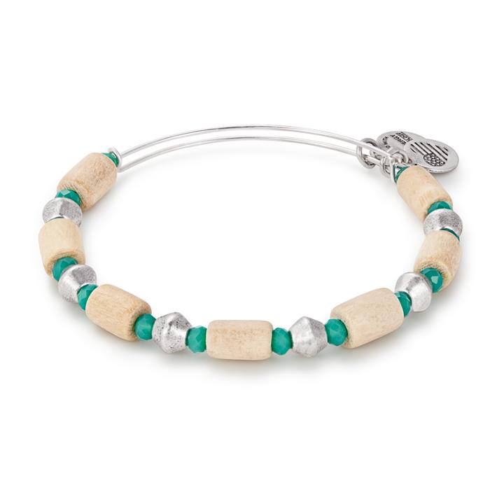 Alex And Ani Tropical Palm Beaded Bangle, Rafaelian Silver Finish