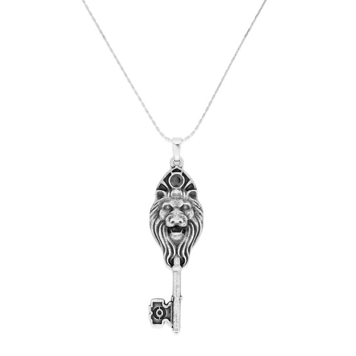 Alex And Ani Lion Key Pendant Expandable Necklace, Rafaelian Silver Finish