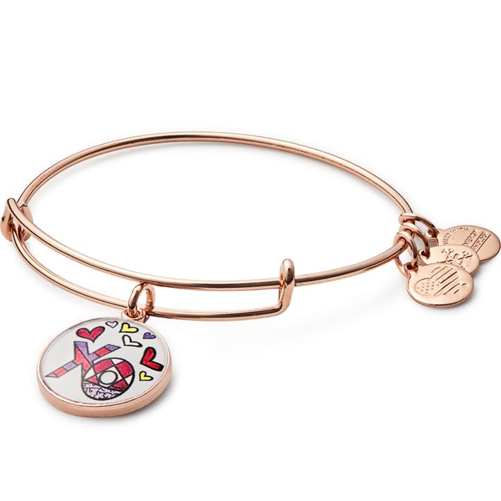 Alex And Ani Xo Art Infusion Charm Bangle | Romero Britto, Shiny Rose Gold Finish
