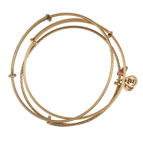 Alex And Ani Set Of 3 Bangle Set, Rafaelian Gold Finish