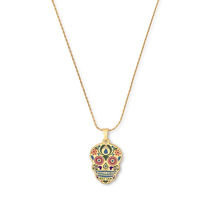 Alex And Ani Calavera Color Infusion Necklace, Shiny Gold Finish