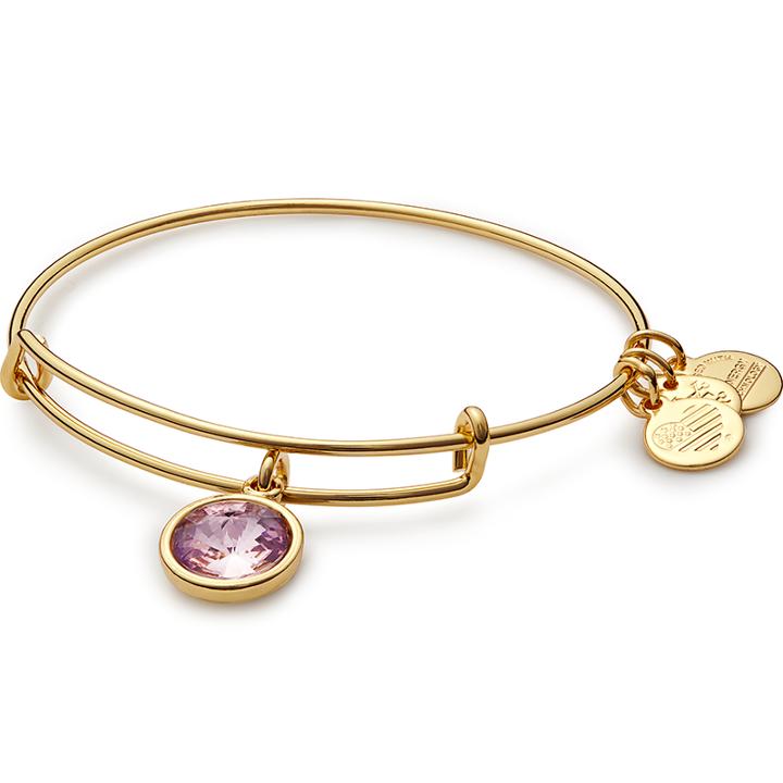 Alex And Ani June Birth Month Charm Bangle With Swarovski® Crystal, Shiny Gold Finish