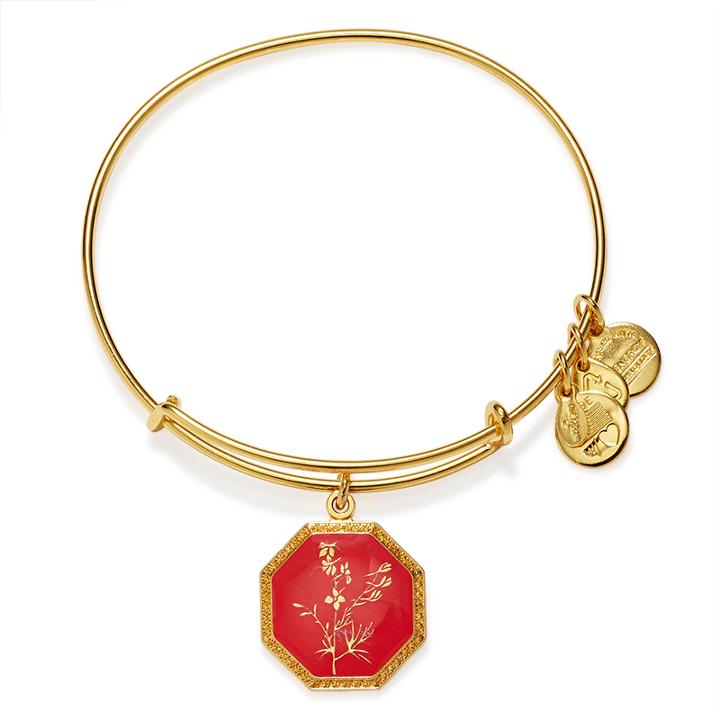 Alex And Ani Neptune S Protection Larkspur Charm Bangle, Shiny Gold Finish
