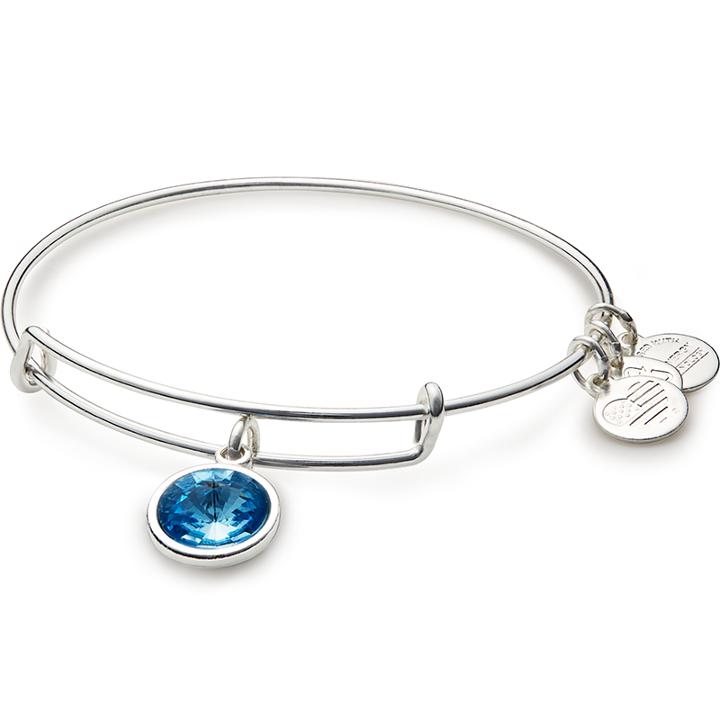 Alex And Ani March Birth Month Charm Bangle With Swarovski  Crystal, Shiny Silver Finish