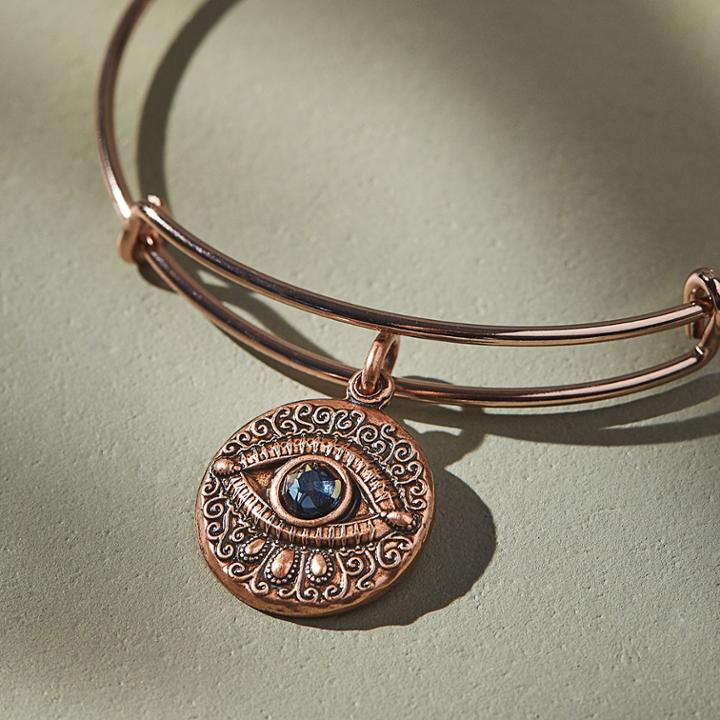 Alex And Ani Evil Eye Charm Bangle, Rafaelian Rose Gold Finish