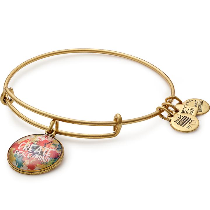 Alex And Ani Peace Of Mind Charm Bangle Peacelove Foundation, Rafaelian Gold Finish