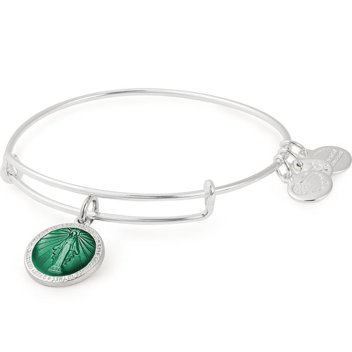 Alex And Ani Mother Mary Color Infusion Charm Bangle, Shiny Silver Finish