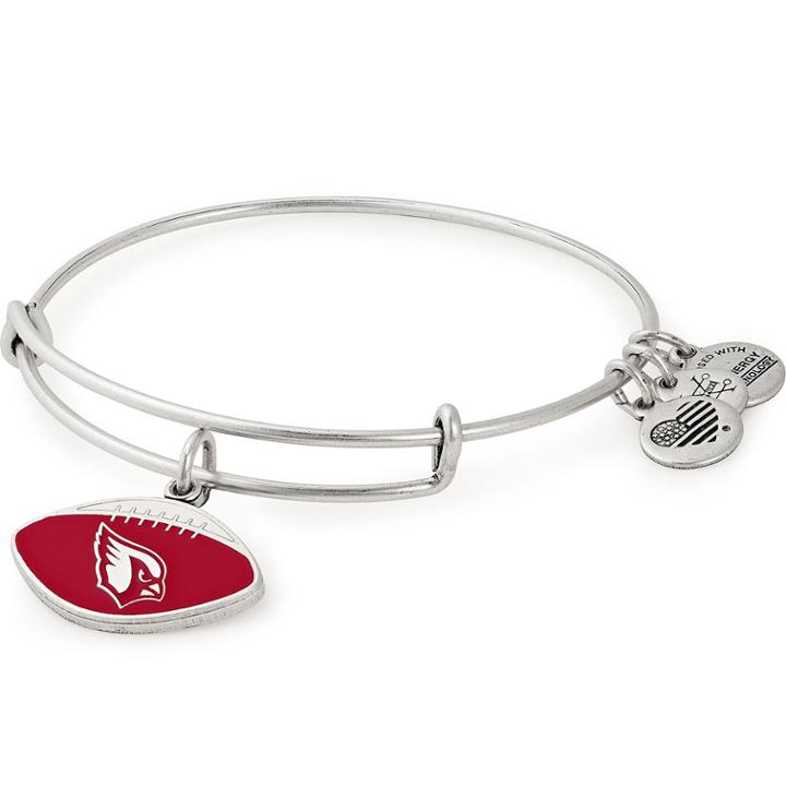 Alex And Ani Arizona Cardinals Football Color Infusion Charm Bangle, Rafaelian Silver Finish