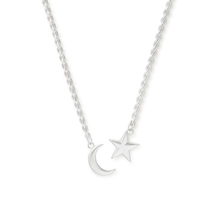 Alex And Ani Moon And Star Layered Chain Necklace, Sterling Silver