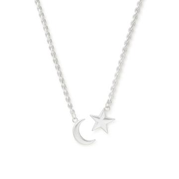 Alex And Ani Moon And Star Layered Chain Necklace, Sterling Silver