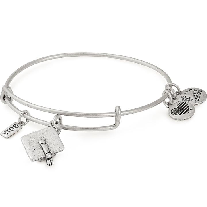 Alex And Ani 2018 Graduation Cap Charm Bangle, Rafaelian Silver Finish