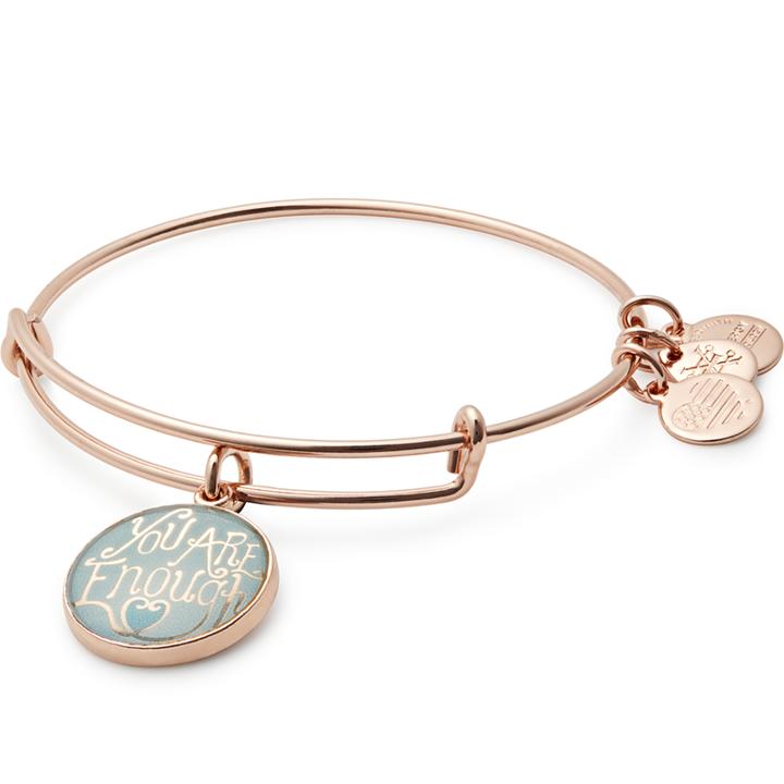 Alex And Ani You Are Enough Charm Bangle, Shiny Rose Gold Finish