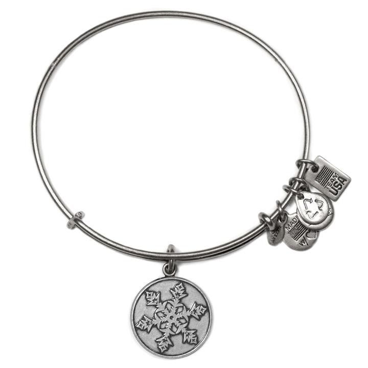 Alex And Ani Team Usa Snowflake Charm Bangle, Rafaelian Silver Finish