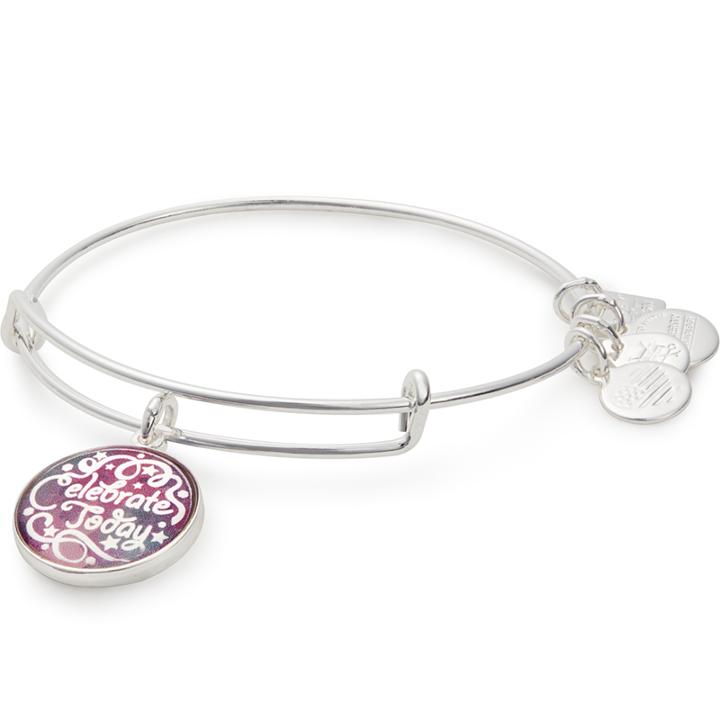 Alex And Ani Celebrate Today Charm Bangle American Cancer Society, Shiny Silver Finish