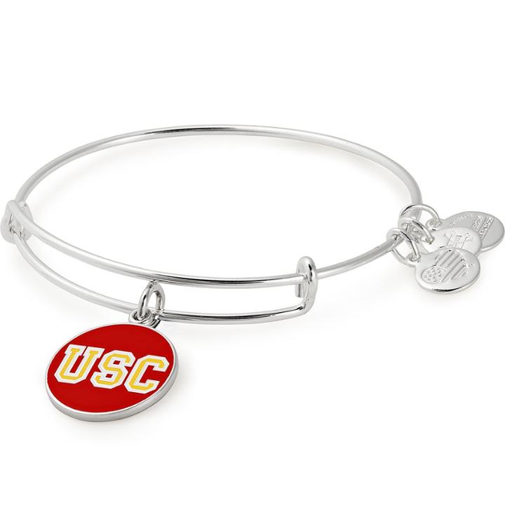 Alex And Ani University Of Southern California Logo Color Infusion Charm Bangle, Shiny Silver Finish