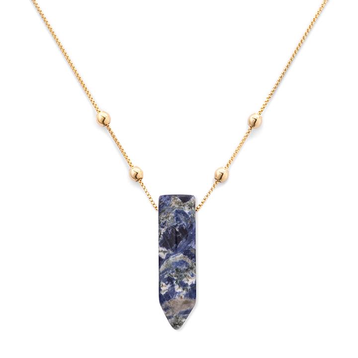 Alex And Ani Sodalite Pendant Necklace, 14kt Gold Plated